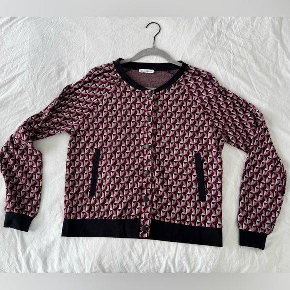 Geometric Print Pink Cardigan Sweater - Picture 3 of 3